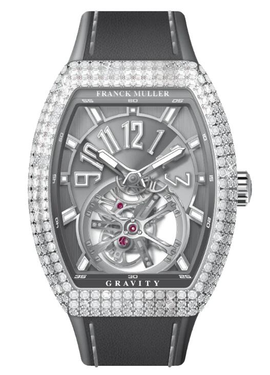 Buy Franck Muller Vanguard Gravity Tourbillon Stainless Steel White Diamonds Replica Watch for sale Cheap Price V 41 T GRAVITY CS (TT) (AC) (TT BLC AC)